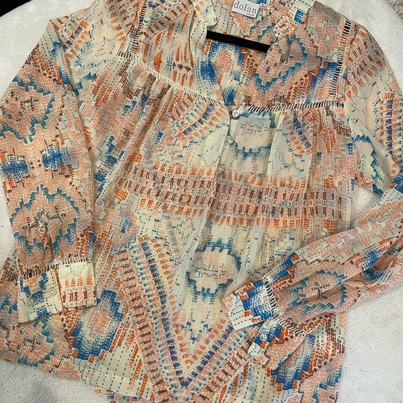 Anthropologie Dolan Mesilla Peasant Aztec Print Blouse Size M Colorful Boho - Picture 4 of 7